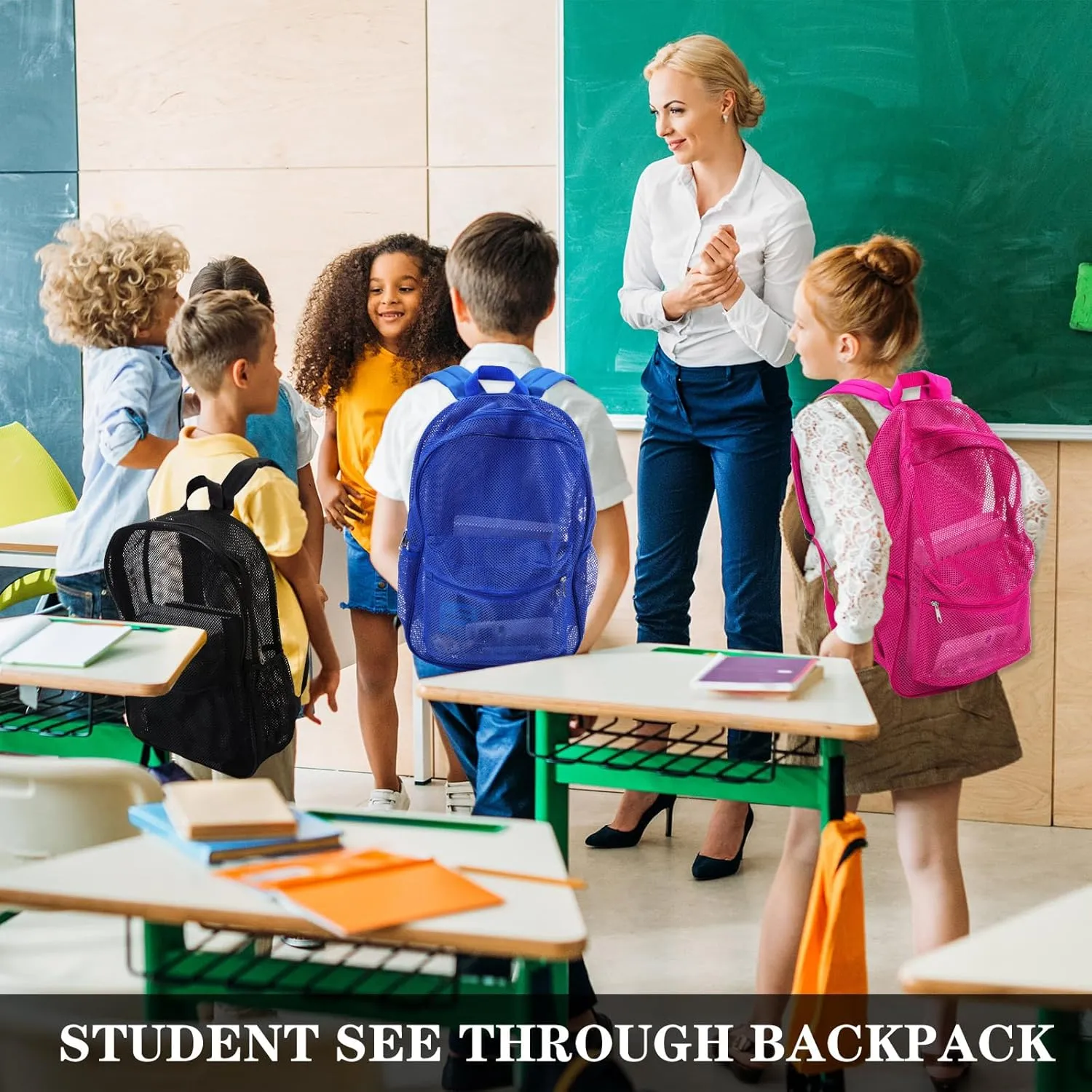 Silkfly 18 Pcs Mesh Backpacks Heavy Duty Backpack with Padded Straps for School Swimming Outdoor Sports(Multicolor)