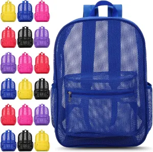 Silkfly 18 Pcs Mesh Backpacks Heavy Duty Backpack with Padded Straps for School Swimming Outdoor Sports(Multicolor)