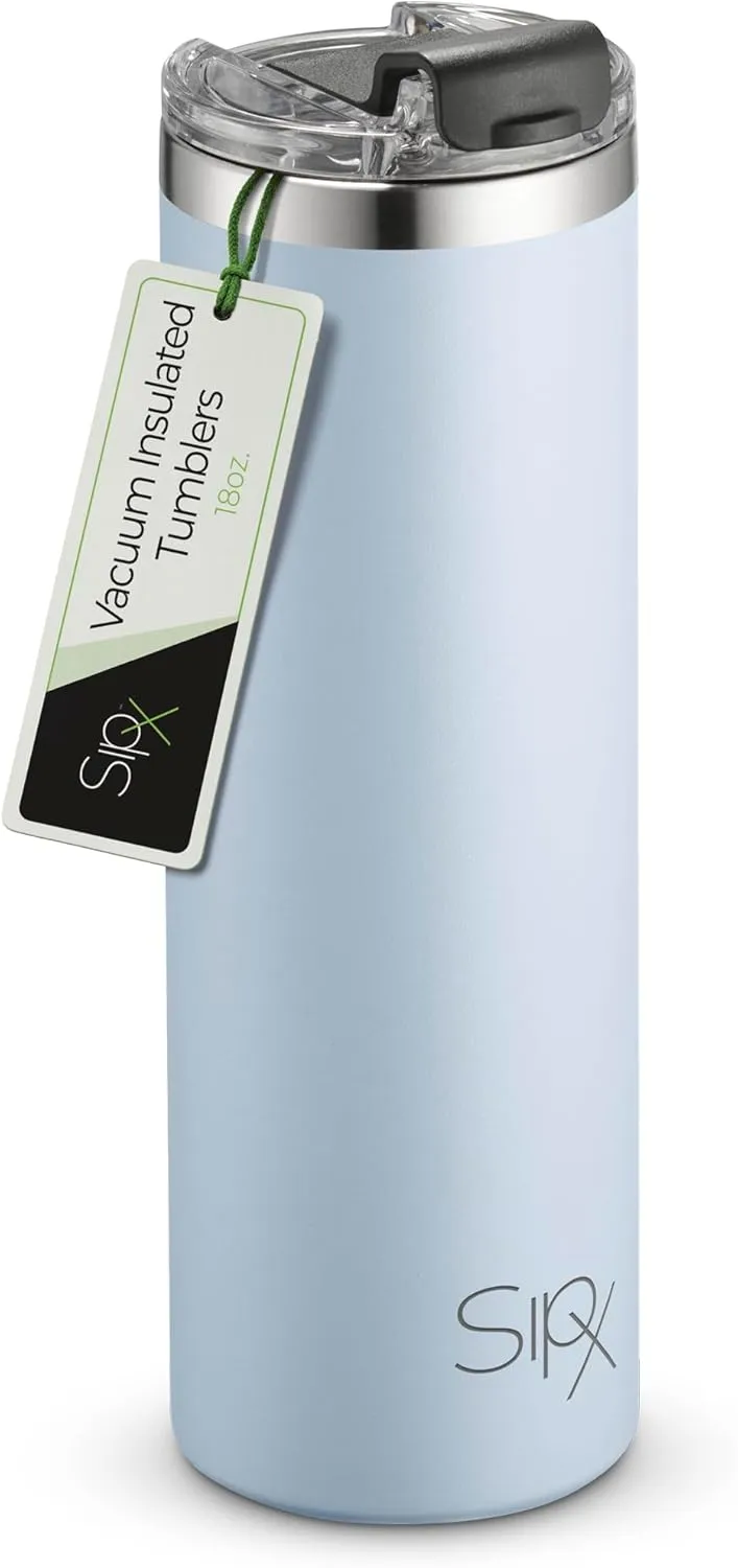 SIPX™ Triple-Insulated Tumblers - 18 Oz. Slim Modern Tumbler With Lid, insulated Cup Keeps Hot For 12 Hours, Stainless Steel Tumbler Made Of Sustainable Material, Coffee Travel Mug (Blue)