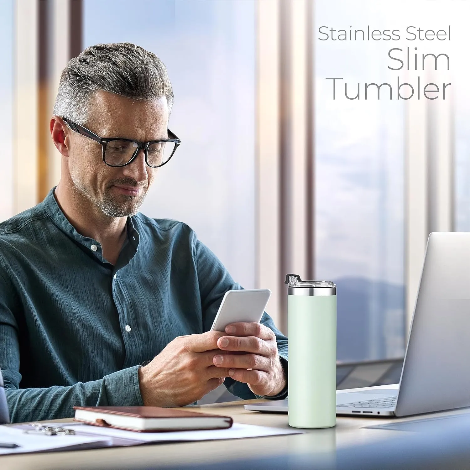 SIPX™ Triple-Insulated Tumblers - 18 Oz. Slim Modern Tumbler With Lid, insulated Cup Keeps Hot For 12 Hours, Stainless Steel Tumbler Made Of Sustainable Material, Coffee Travel Mug For Home & Office