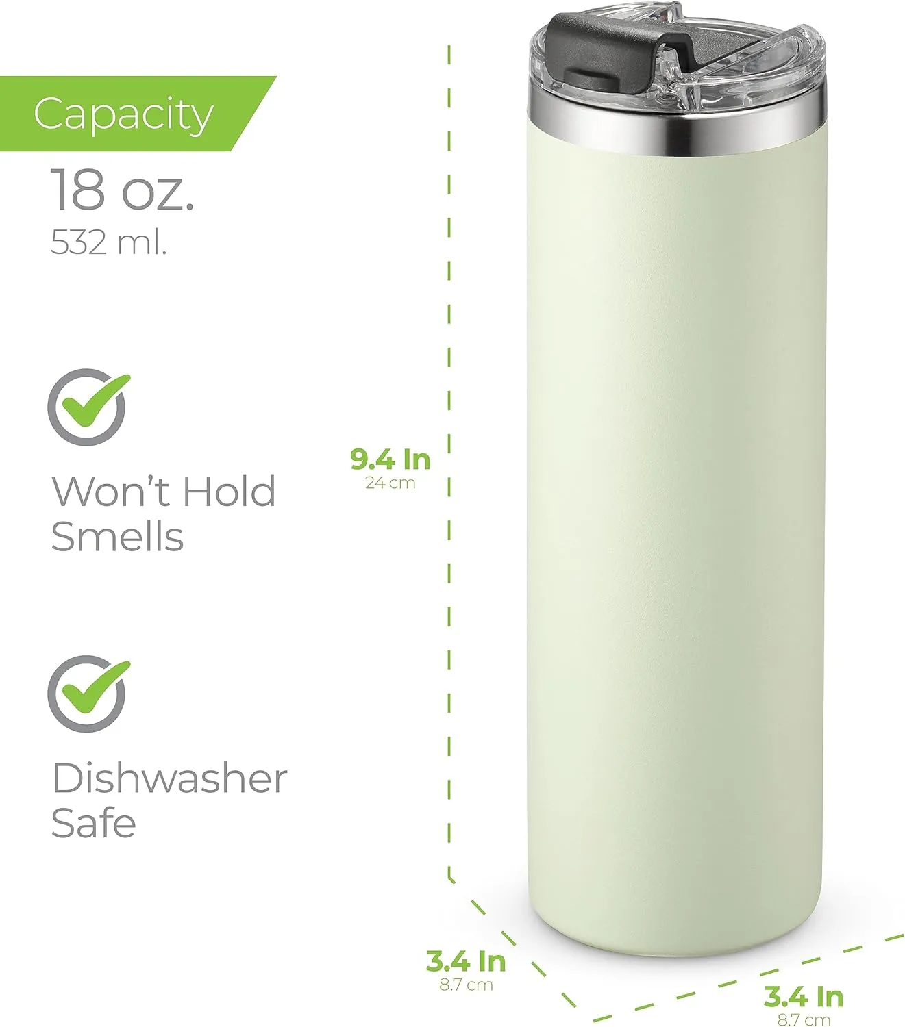 SIPX™ Triple-Insulated Tumblers - 18 Oz. Slim Modern Tumbler With Lid, insulated Cup Keeps Hot For 12 Hours, Stainless Steel Tumbler Made Of Sustainable Material, Coffee Travel Mug For Home & Office