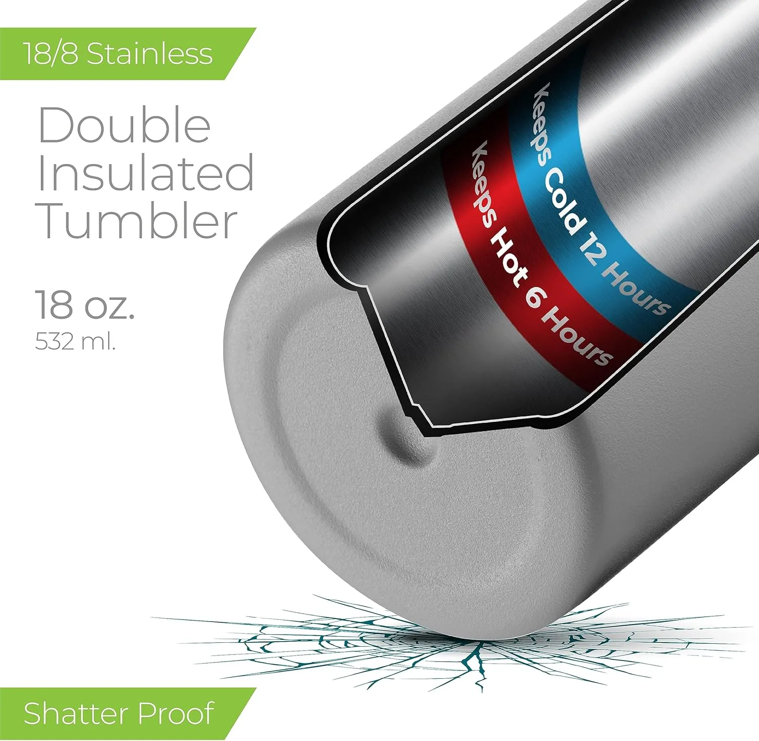 SIPX™ Triple-Insulated Tumblers - 18 Oz. Slim Modern Tumbler With Lid, insulated Cup Keeps Hot For 12 Hours, Stainless Steel Tumbler Made Of Sustainable Material, Coffee Travel Mug (Grey)