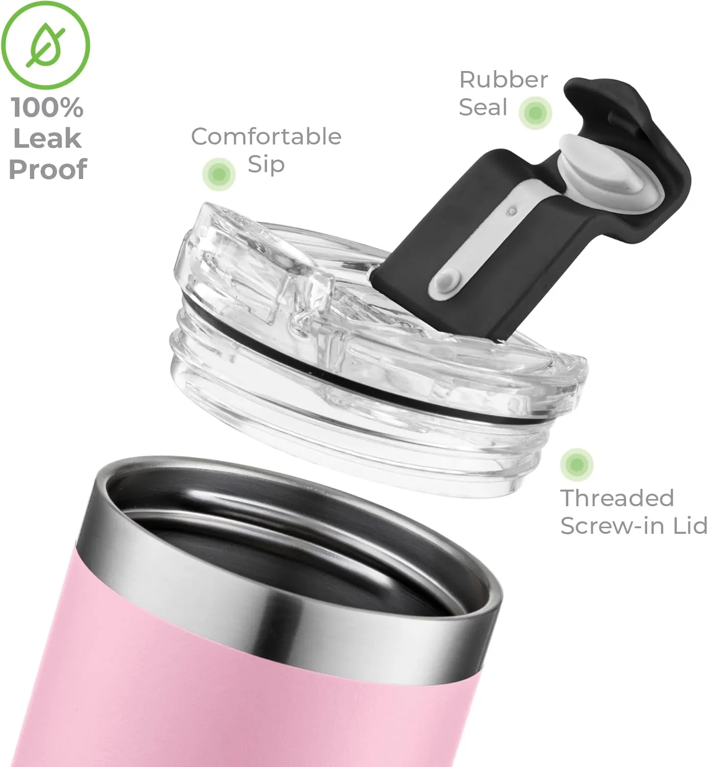 SIPX™ Triple-Insulated Tumblers - 18 Oz. Slim Modern Tumbler With Lid, insulated Cup Keeps Hot For 12 Hours, Stainless Steel Tumbler Made Of Sustainable Material, Coffee Travel Mug (Pink)