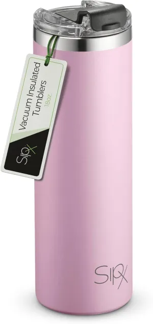 SIPX™ Triple-Insulated Tumblers - 18 Oz. Slim Modern Tumbler With Lid, insulated Cup Keeps Hot For 12 Hours, Stainless Steel Tumbler Made Of Sustainable Material, Coffee Travel Mug (Pink)