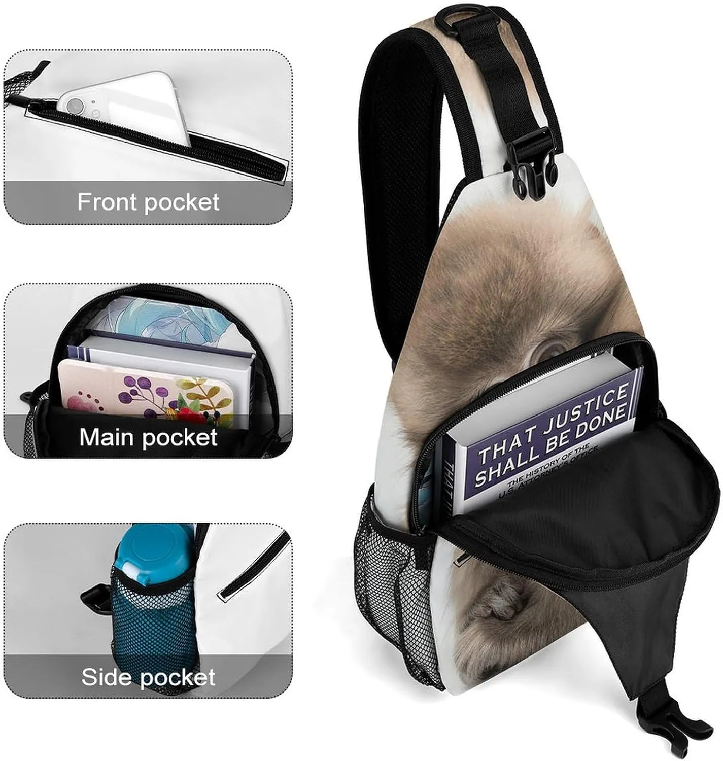 Sling Backpack Crossbody for Man Woman Full Body Photo Monkey Cross Body Adjustable Chest Bag, 38x20cm