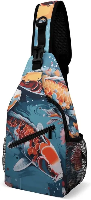 Sling Backpack Crossbody for Man Woman Hand Drawn Fish Cross Body Adjustable Chest Bag