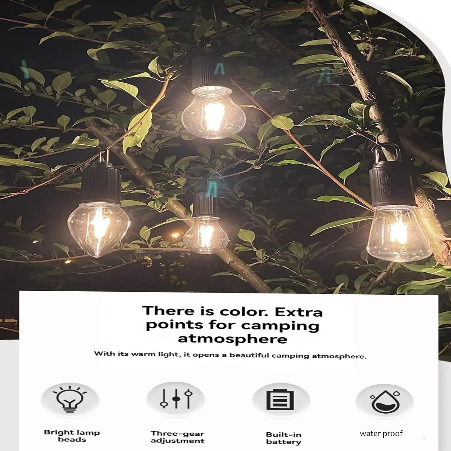 Solar Rechargeable Hooked Camping Light, Waterproof Portable Solar Camping Light, Outdoor Emergency Hanging Lights for Hiking Party, Camping, Fishing (Flat Bottom, 5 Pcs)