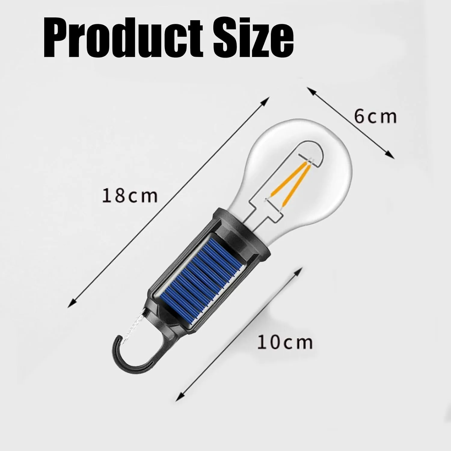 Solar Rechargeable Hooked Camping Light, Waterproof Portable Solar Camping Light, Outdoor Emergency Hanging Lights for Hiking Party, Camping, Fishing (Flat Bottom, 5 Pcs)