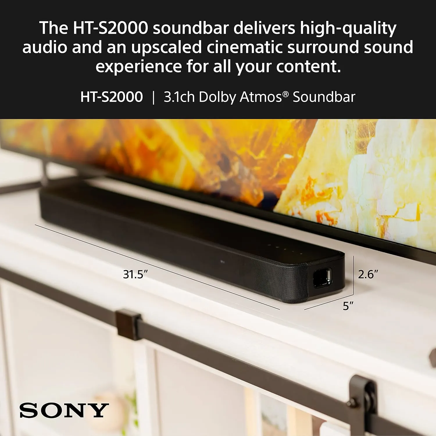 Sony HT-S2000 Compact 3.1 Ch Dolby Atmos Sound Bar.