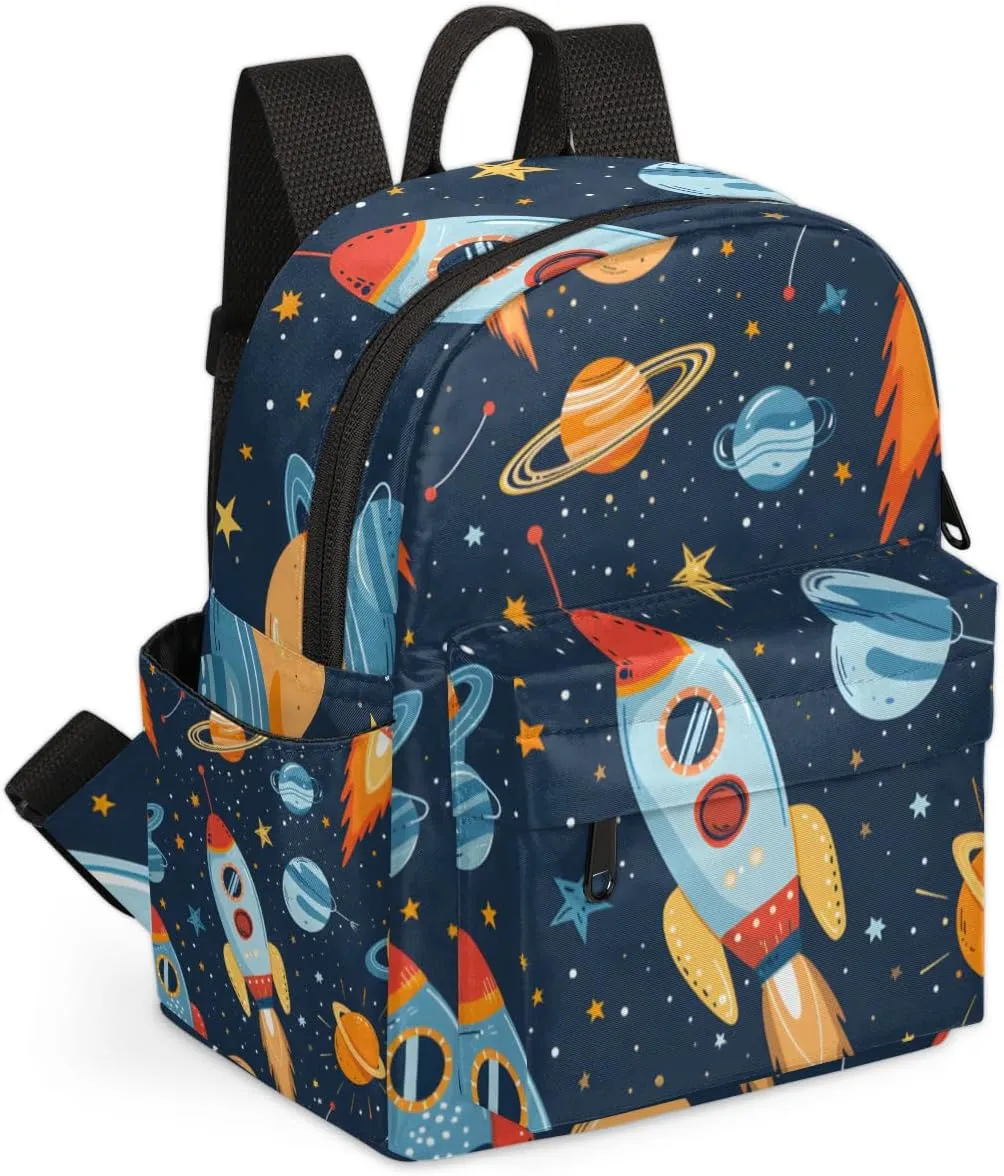 Space Rocket Mini Backpack Purse for Women Universe Planet Fashion Lightweight Small Backpacks Shoulder Bag for Travel Work Shopping