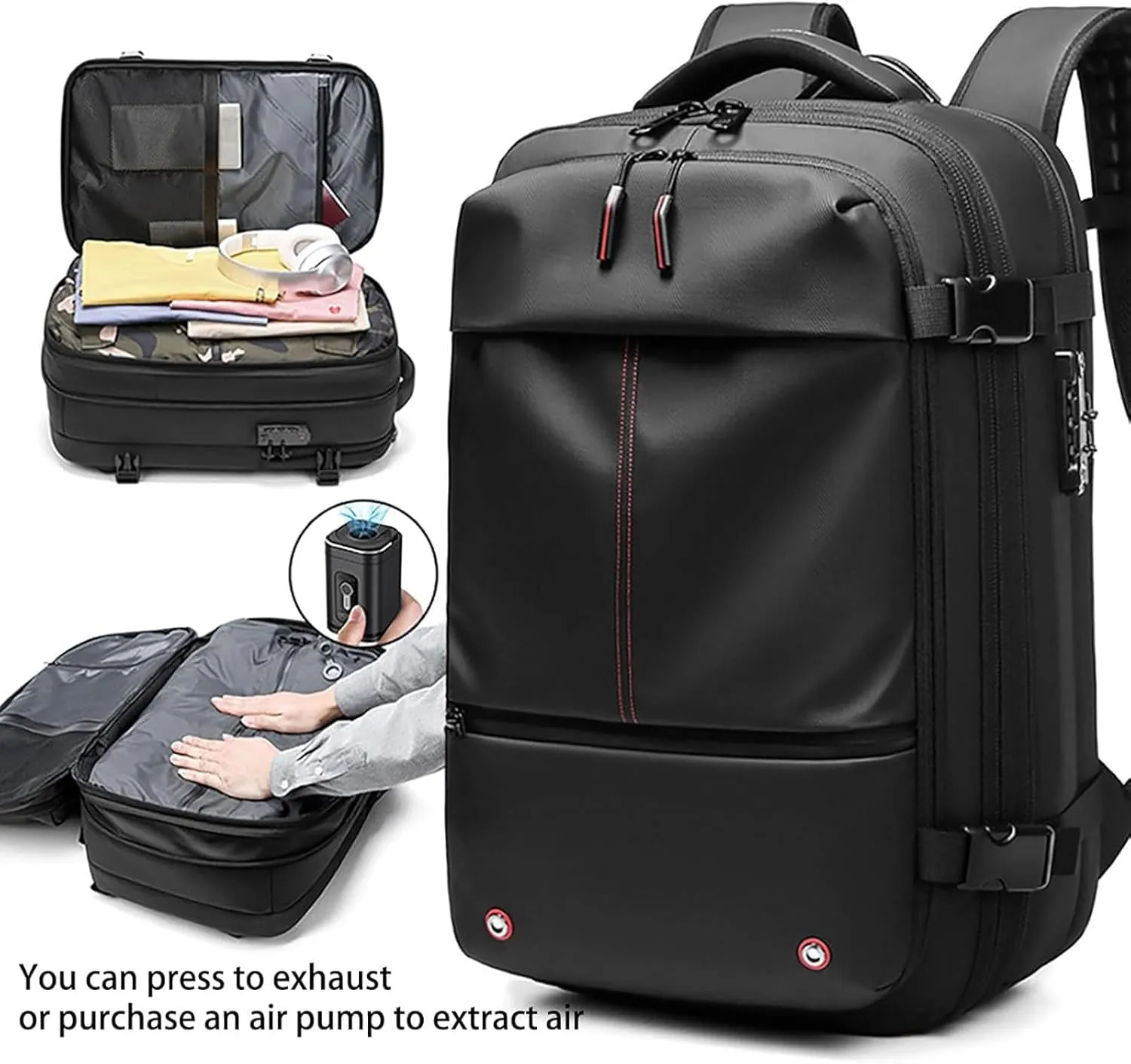 Spacevac Pro Backpack, Space Vac Pro Backpack, 60l Expandable Vacuum Compression Backpacks for Airplane Carry on Size (Gray-A)