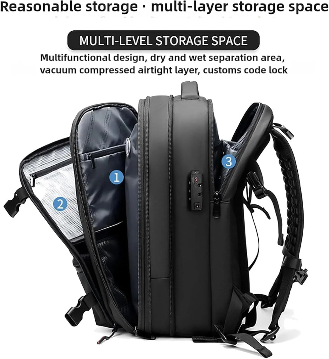 Spacevac Pro Backpack, Space Vac Pro Backpack, 60l Expandable Vacuum Compression Backpacks for Airplane Carry on Size (Gray-A)