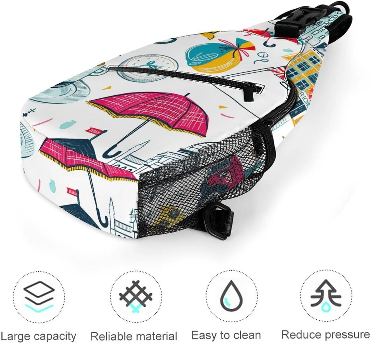 Spring Floral Patterns Sling Bag Lightweight Crossbody Chest Pack Travel Shoulder Bag with Adjustable Strap