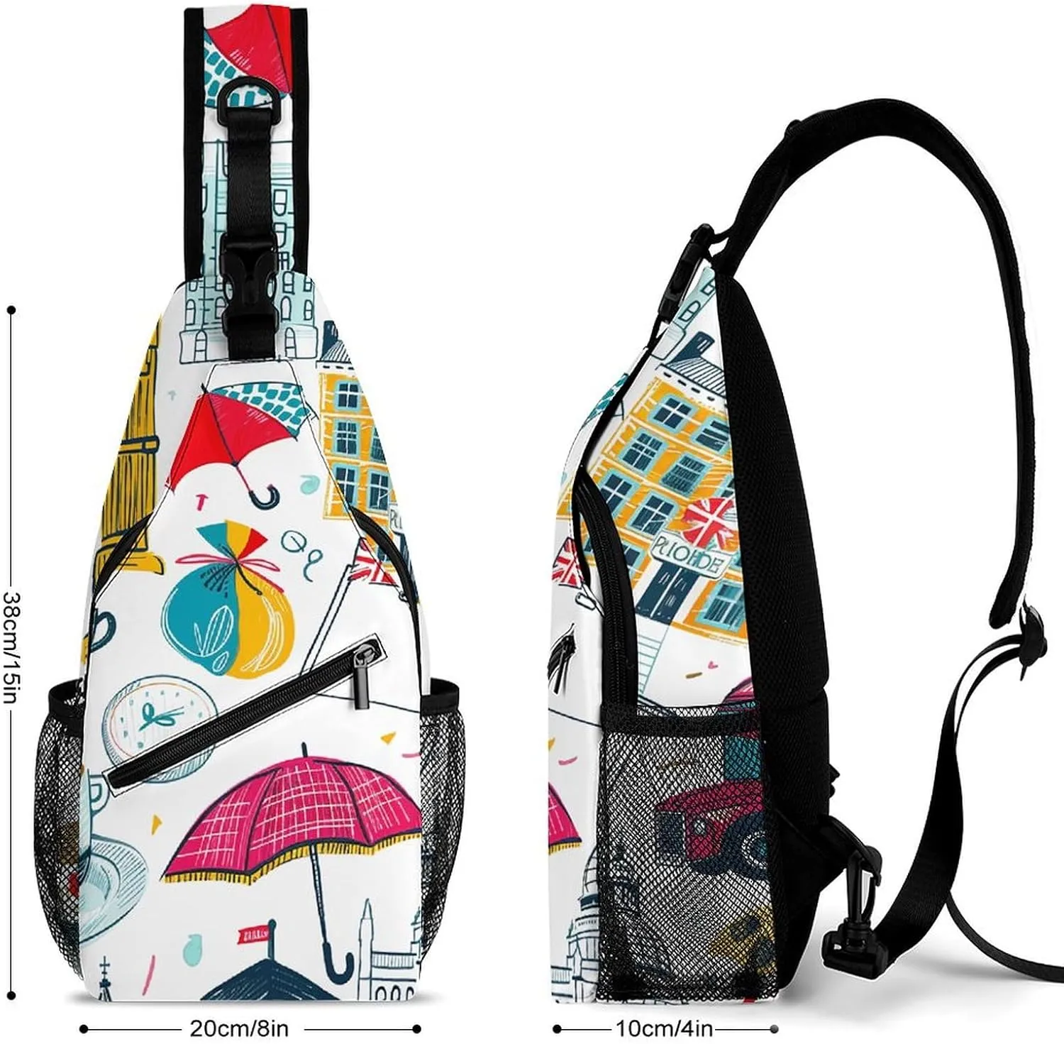 Spring Floral Patterns Sling Bag Lightweight Crossbody Chest Pack Travel Shoulder Bag with Adjustable Strap