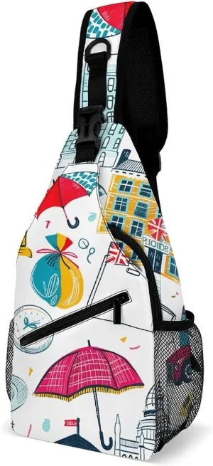 Spring Floral Patterns Sling Bag Lightweight Crossbody Chest Pack Travel Shoulder Bag with Adjustable Strap