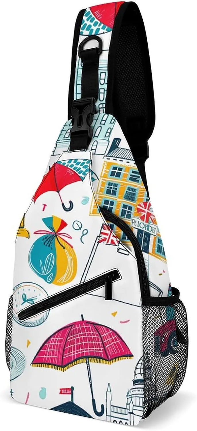 Spring Floral Patterns Sling Bag Lightweight Crossbody Chest Pack Travel Shoulder Bag with Adjustable Strap