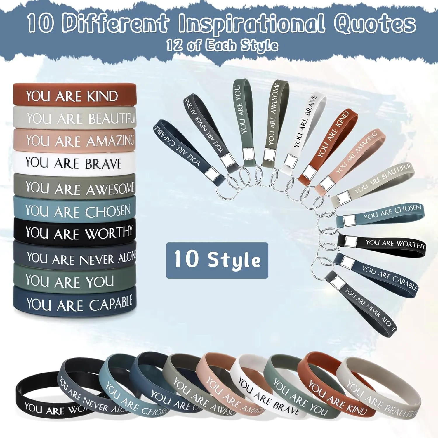 Sratte 240 Pcs Motivational Wristbands Inspirational Keychains Appreciation Gifts for Employee Teacher 911 Dispatcher