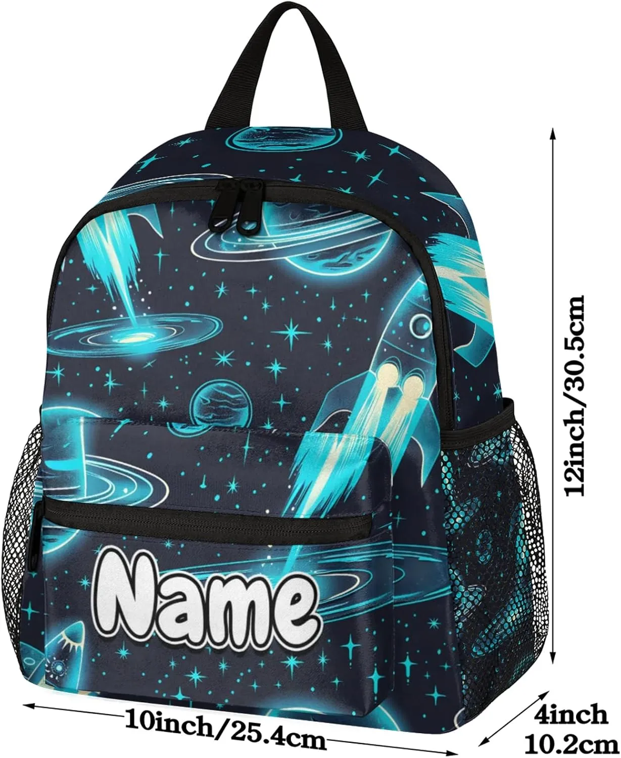 Starry Sky Rocket Personalized Backpack Bag with Name Lightweight Custom Shoulder Bags Waterproof Casual Backpacks Travel Laptop Bag for Work Picnic 12in