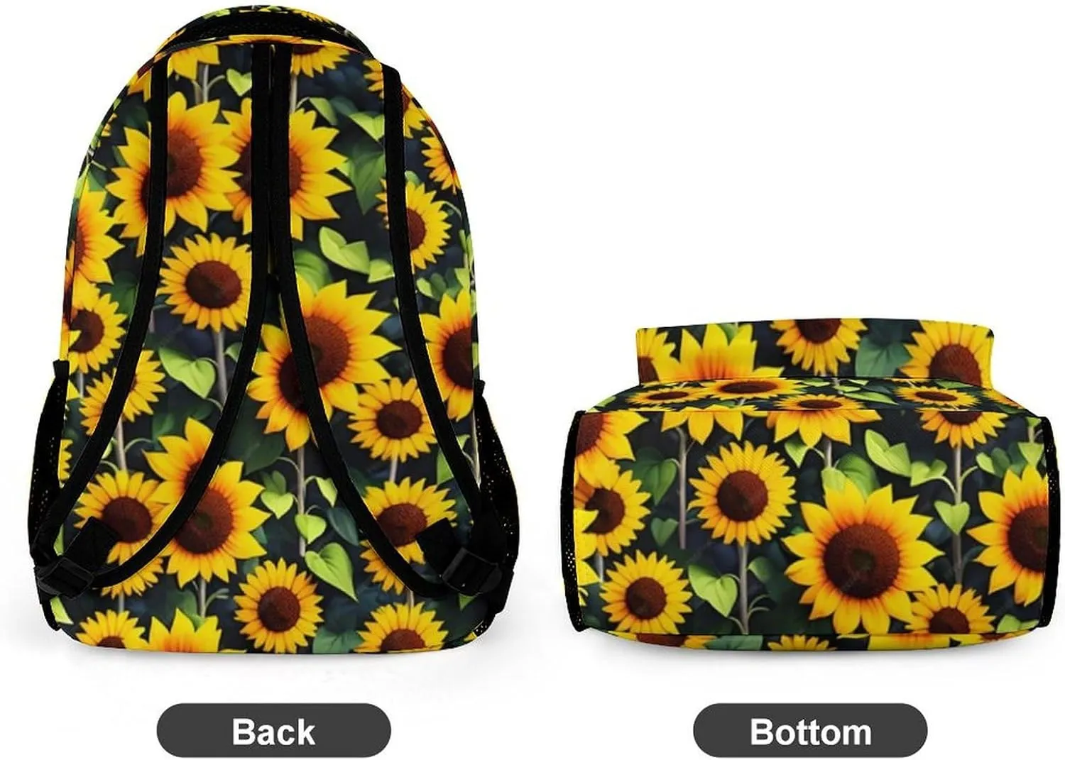 Sunflower Backpack for Kids Girls Boys School, 16 Inches Cute Sunflowers Theme Bookbag, Adjustable, Lightweight, Large Capacity, Colorful Daily Casual Backpacks