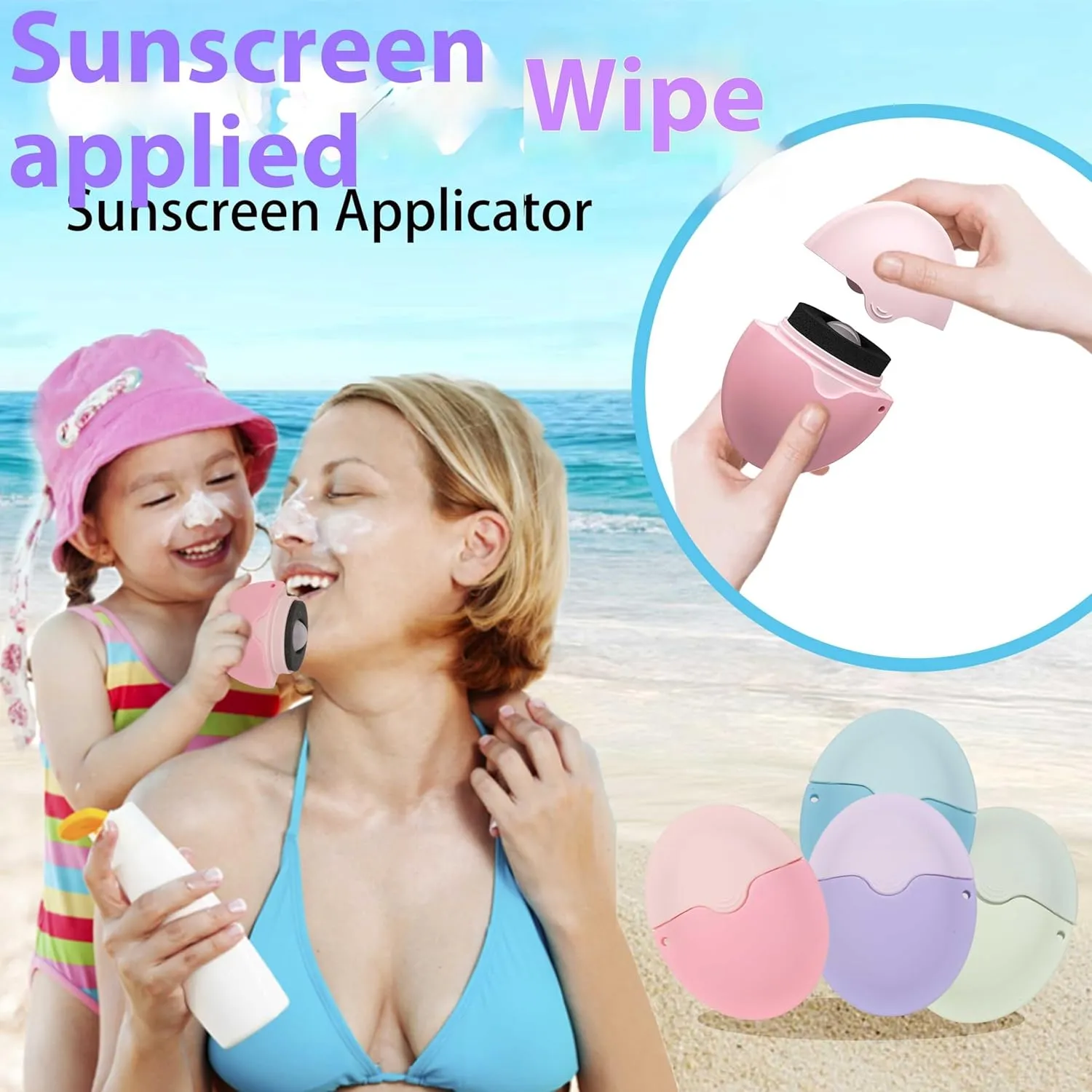 Sunscreen Applicator for Kids Adults & Families, Portable BPA Free & Refillable Sponge Lotion Roll on Sunscreen, Experience Fast and Easy Application Outdoor Accessories for Beach Travel and Vacation