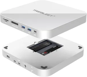 Super Thunderbolt 3 Dock for Mac Studio&Mac mini, Dock Station with Dual NVMe Slot (Up to 2800Mbps),4X USB 3.1 Port(10Gbps), CFexpress/TF/SD Card Readers,Support Daisy Chain (up to 5 Unit) (Silver)