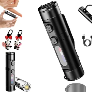 Taclite Mini – The Everyday Micro Tool, Taclite, Rechargeable Fire Starter Tool, LED Magnetic Super Bright Tactical Flashlight with Hat Clip for Camping, Hiking, Work(Silver Non-Fire Type)