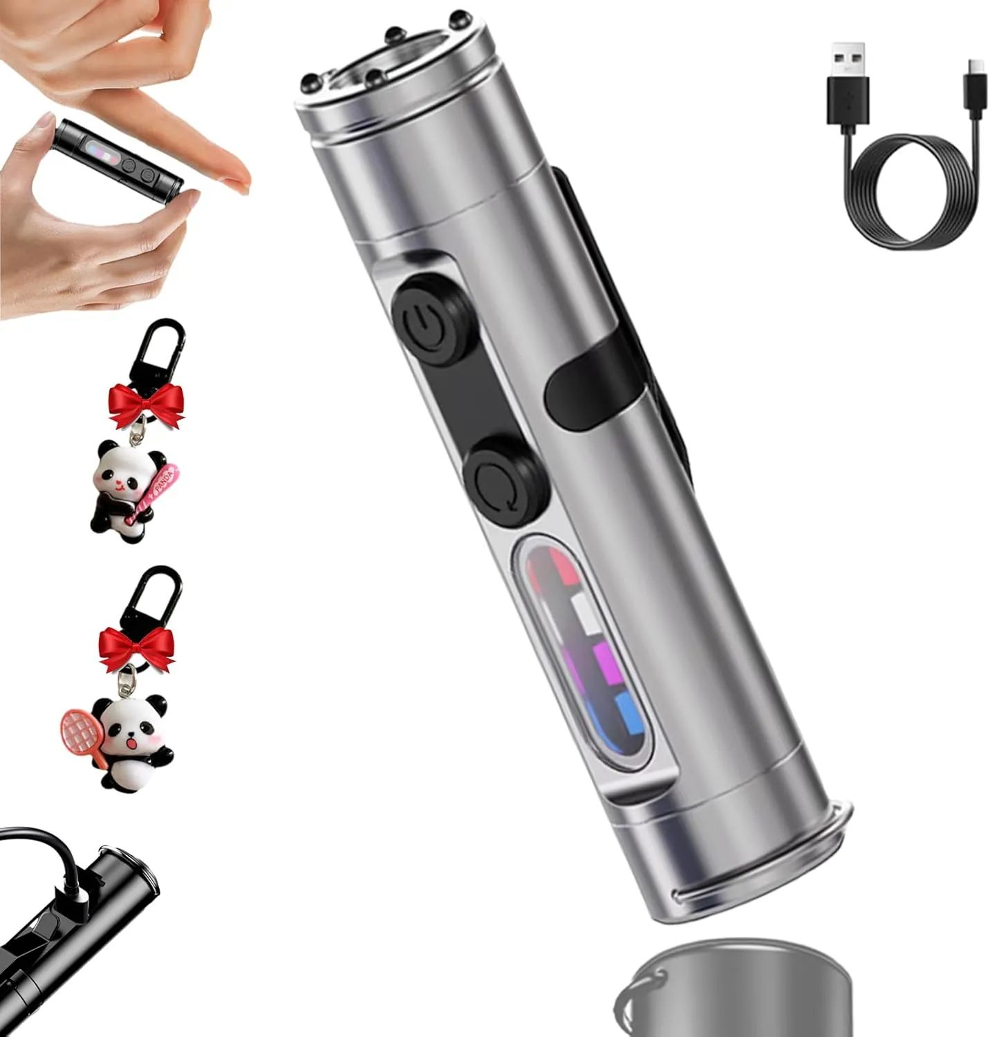Taclite Mini – The Everyday Micro Tool, Taclite, Rechargeable LED Magnetic Super Bright Tactical Flashlight with Hat Clip, Compact EDC Flashlight for Camping, Hiking, Work (Silver)