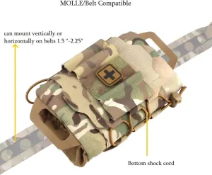 Tactical IFAK Pouch, MOLLE Rapid Tear-Away First-aid Belt Pouch Survival Two-Piece System Med Roll Carrier Hypalon Handle Bag