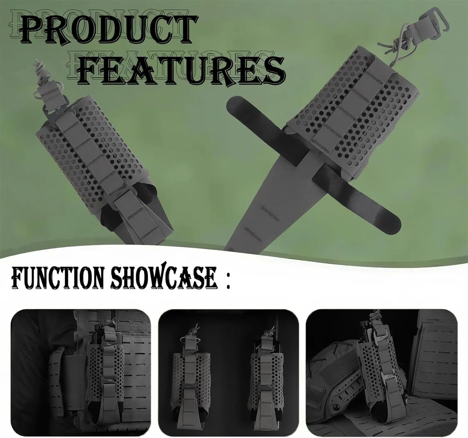 Tactical Multi-Function Radio Pouch with Adjustable G-Hooks, MOLLE-Compatible for Walkie-Talkies, GPS and Tactical Gear, Airsoft Hunting Outdoor Use