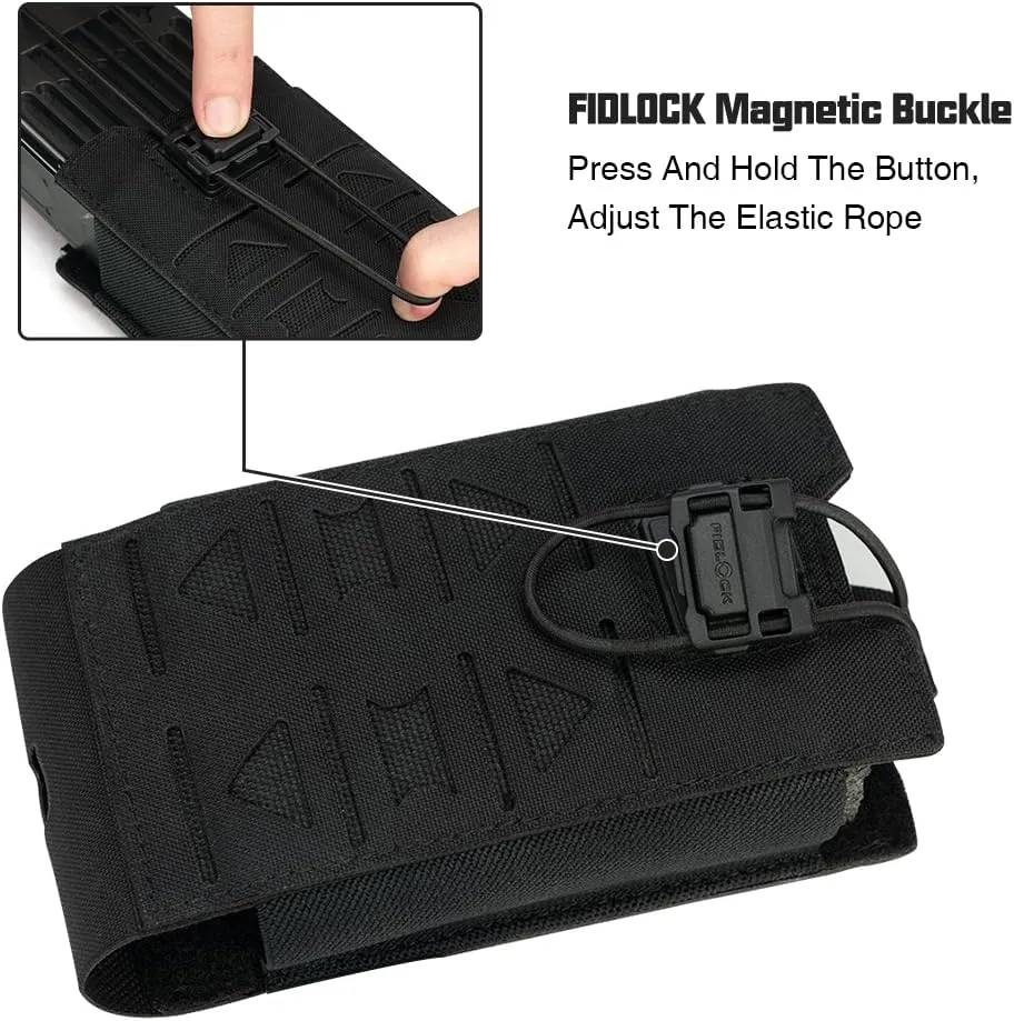 Tactical Radio Pouch MOLLE Radio Holster Compatible with 148/152 MPU5 Baofeng Radio Case Bag Walkie Talkies Rifle Mag with Elastic Cord 500D Nylon