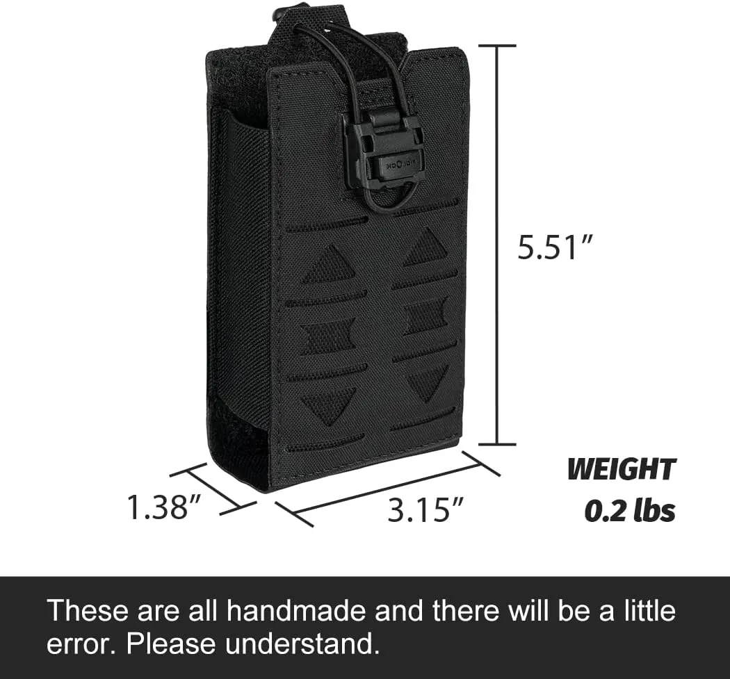 Tactical Radio Pouch MOLLE Radio Holster Compatible with 148/152 MPU5 Baofeng Radio Case Bag Walkie Talkies Rifle Mag with Elastic Cord 500D Nylon