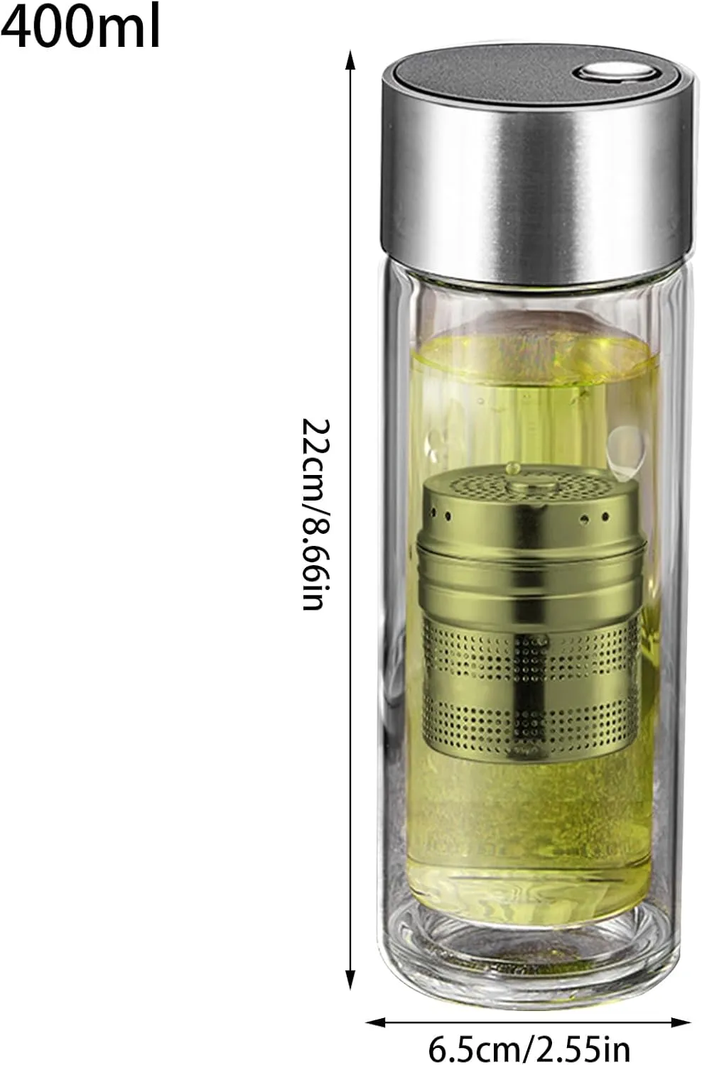 Tea Water Bottle - 400ml Travel Tea Infuser | High Temperature Resistant Drinkware With Magnetic Lid Double-Layer Water Cup For Gym Sports Hydration Car Workplace Picnic Home Drinking School