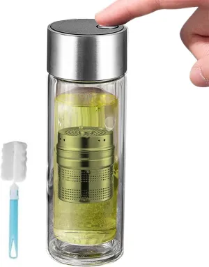 Tea Water Bottle - 400ml Travel Tea Infuser | High Temperature Resistant Drinkware With Magnetic Lid Double-Layer Water Cup For Gym Sports Hydration Car Workplace Picnic Home Drinking School