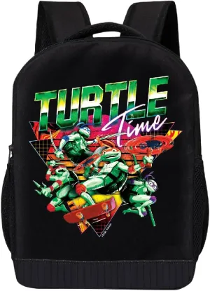Teenage Mutant Ninja Turtles Backpack Shoulder Bag for Boys, Girls, Toddlers - Leonardo, Donatello, Michelangelo and Raphael Cute Kids Backpack for School - 18" Inch Bookbag (Turtle Time)