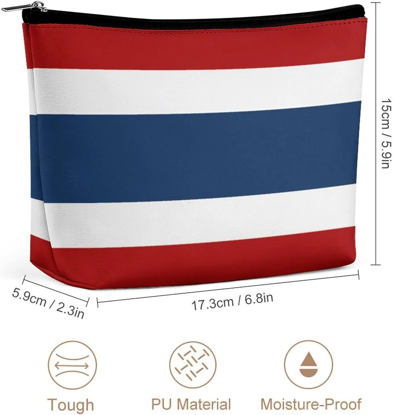 Thailand Flag Cosmetic Bag Makeup Organizer Travel-Friendly Pouch for Girls Women