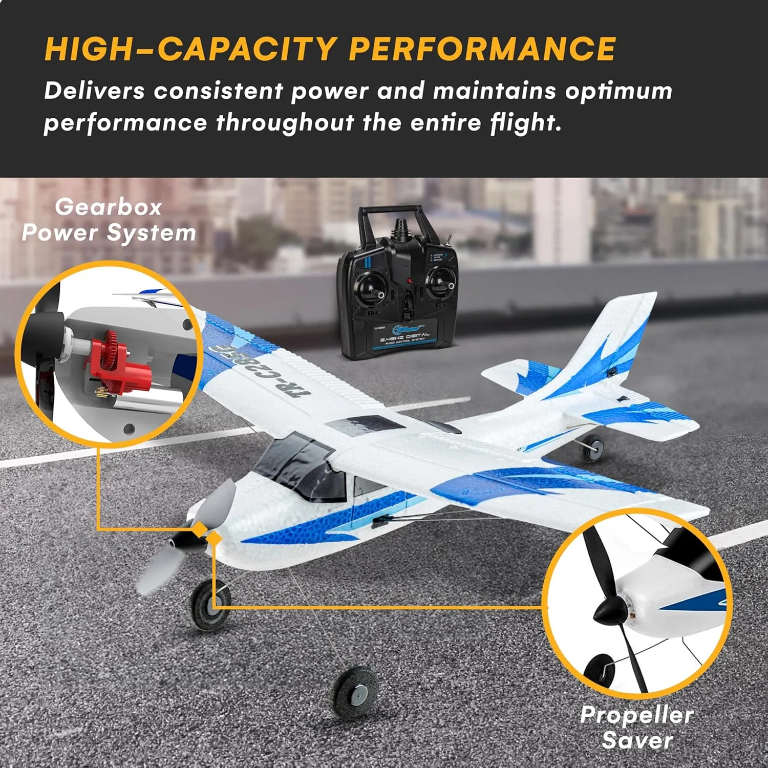 Top Race Remote Control Airplane - RC Plane 3 Channel Battery-Powered - Radio Control Airplanes for Adults and Kids 8  - Easter Gift Toy - Easy to Control Electric Planes with Propeller Saver