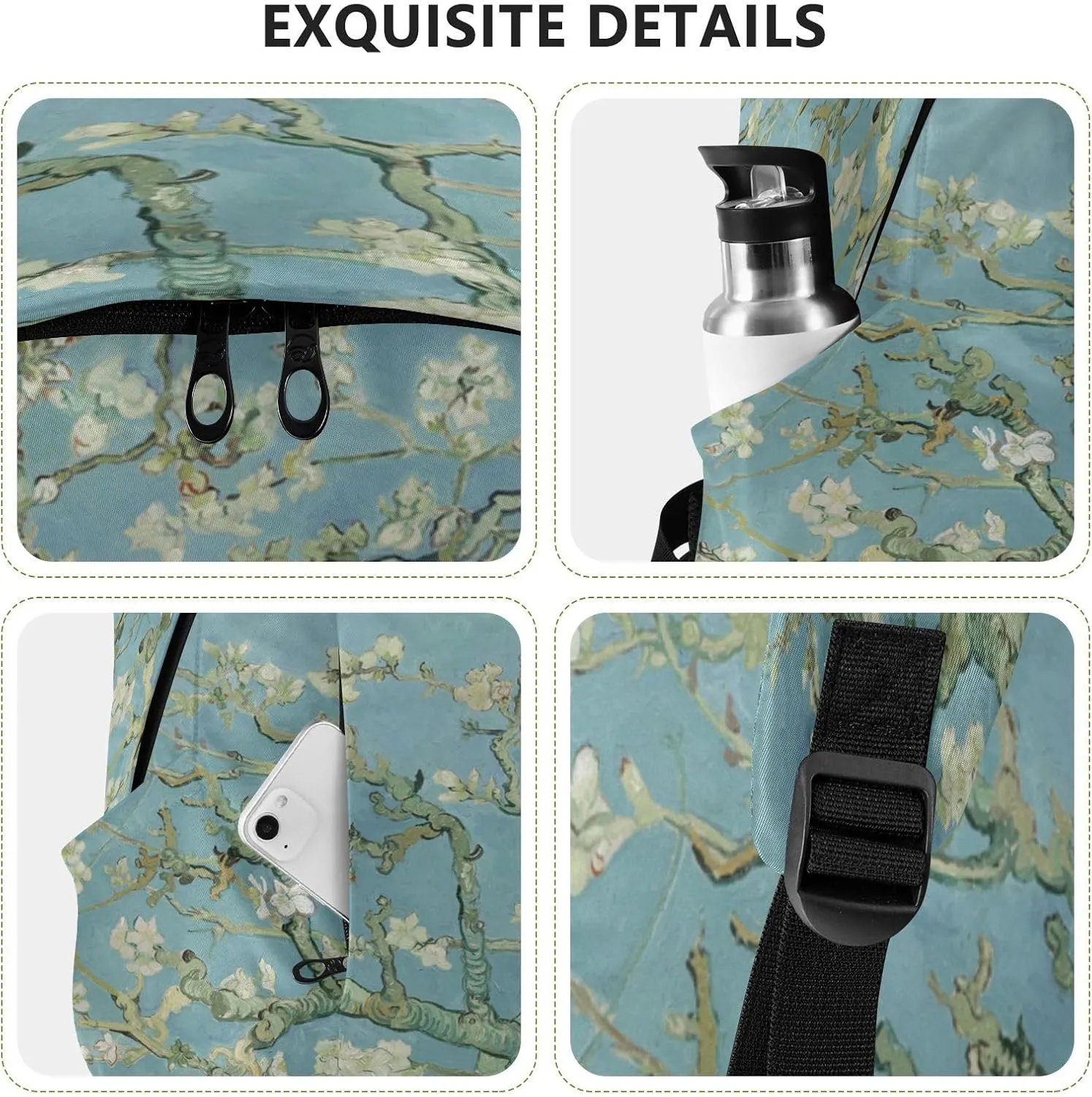 Travel Backpack Laptop Backpack College Computer Bag Gift Van Gogh Almond Blossom for Men & Women