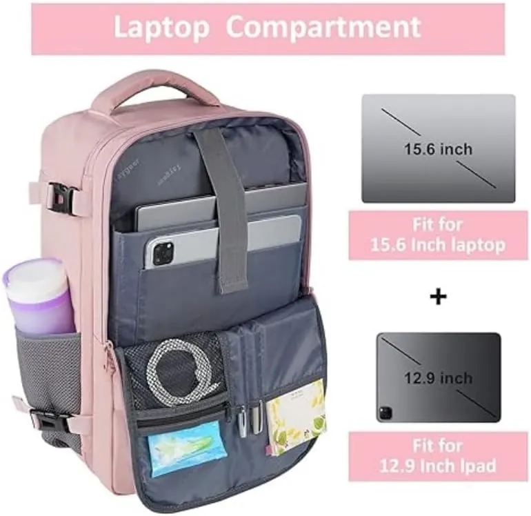 Travel bag with USB charging port, capacity 15.6 inches, Versatile Women's and Men's Travel Backpack (black)