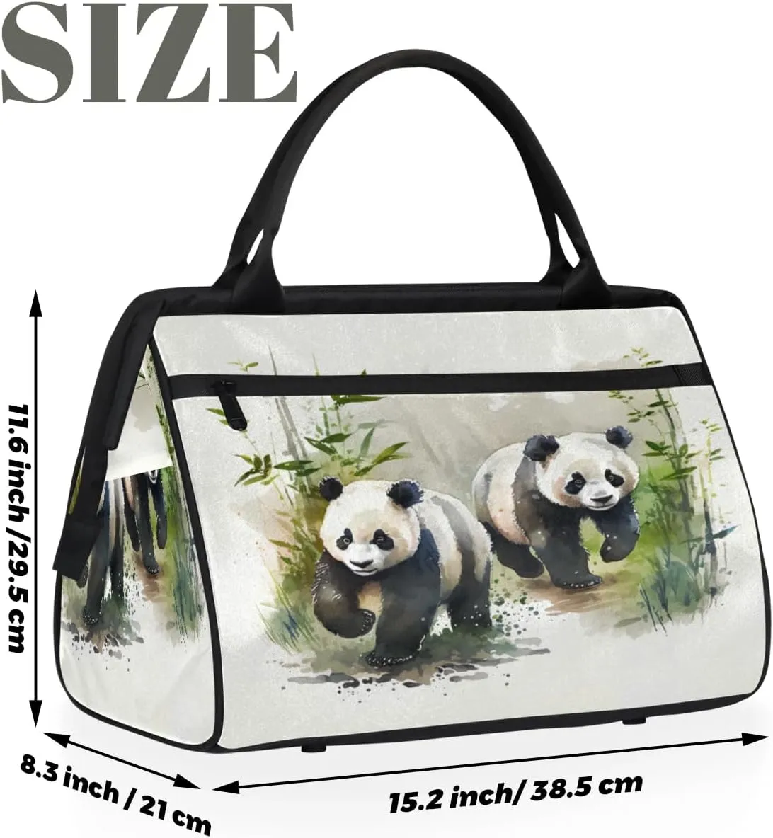 Travel Duffel Bag for Women, Watercolor Panda Weekender Overnight Bag Carry on Beach Swim Bags Dance Bag Airlines Approved Personal Item Travel Bag for Yoga, Sports, Hospital