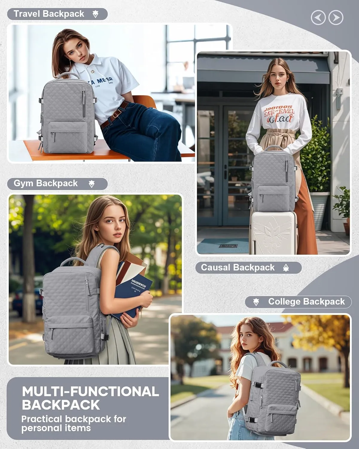 Travel Vacuum Storage Backpack with Air Pump Vacuum Seal Compression Space Saver Bags Clothing Vacpack Airback 18x14x8 inches Travel Bag Carry on Personal item Laptop Work Backpacks Women Men Grey