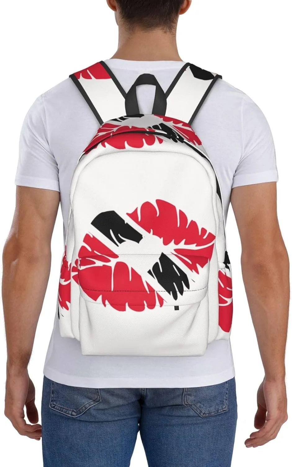 Trinidad Tobago Lips Flag Kiss Casual Backpack Large Capacity Travel Backpacks Laptop Daypack Commuter Rucksack Adjustable Strap Sports Bags for Hiking Biking
