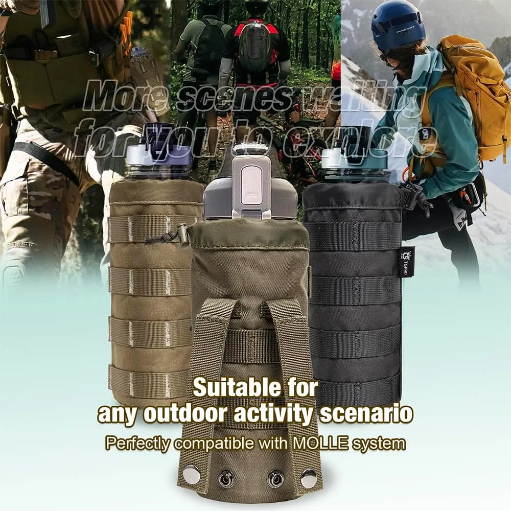TSPRO Tactical MOLLE Water Bottle Pouch, Durable, Universal Water Bottle Holder Fit for 16-32 oz Bottles - Outdoor, Hiking, Camping Gear Accessory