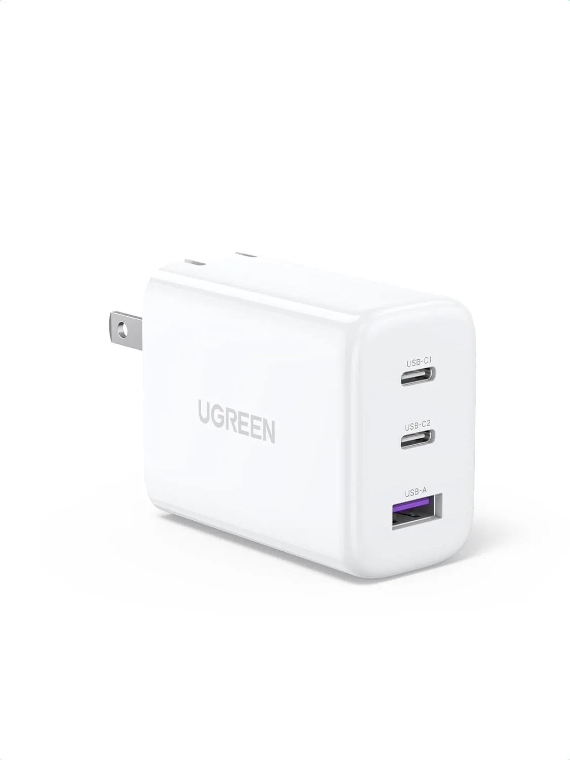UGREEN 65W USB C Charger, 3 Ports Compact Foldable Fast Wall Charger Block, USB C Power Adapter for MacBook Pro/Air, iPhone 16/15/14, iPad Pro, Dell XPS, Steam Deck, Galaxy S24, Pixel 8/7