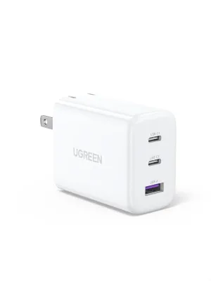 UGREEN 65W USB C Charger, 3 Ports Compact Foldable Fast Wall Charger Block, USB C Power Adapter for MacBook Pro/Air, iPhone 16/15/14, iPad Pro, Dell XPS, Steam Deck, Galaxy S24, Pixel 8/7