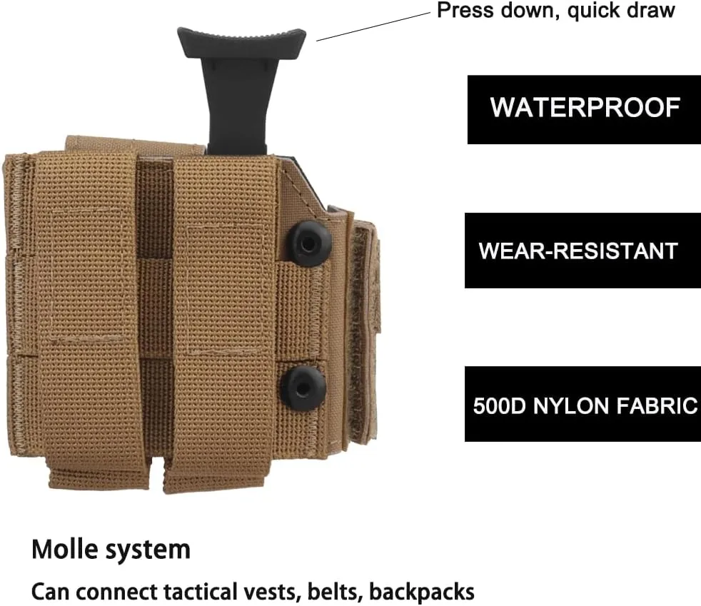 Universal Tactical Pistol Holster – Right-Handed Adjustable MOLLE Nylon Handgun Holster with Quick-Release, Fits Belt, Vest, or Backpack for Airsoft, Hunting & Shooting