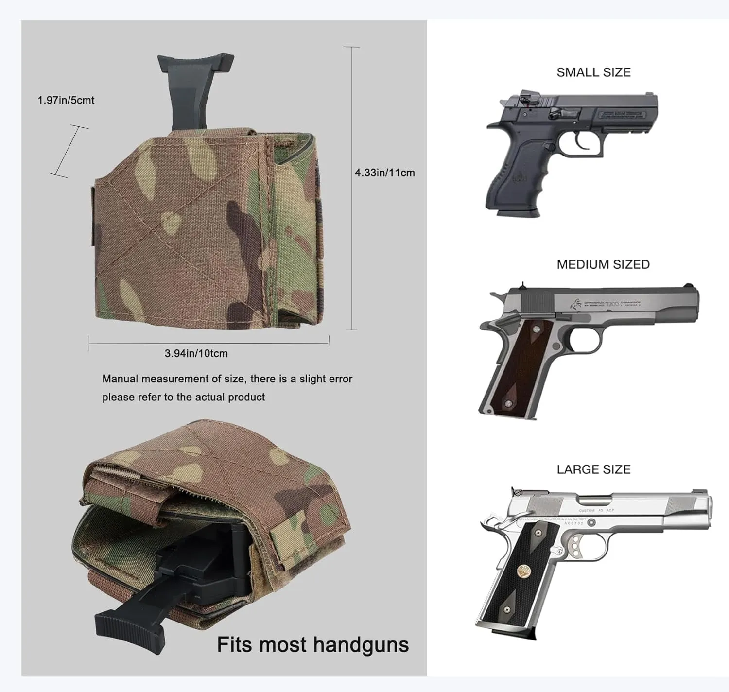 Universal Tactical Pistol Holster – Right-Handed Adjustable MOLLE Nylon Handgun Holster with Quick-Release, Fits Belt, Vest, or Backpack for Airsoft, Hunting & Shooting