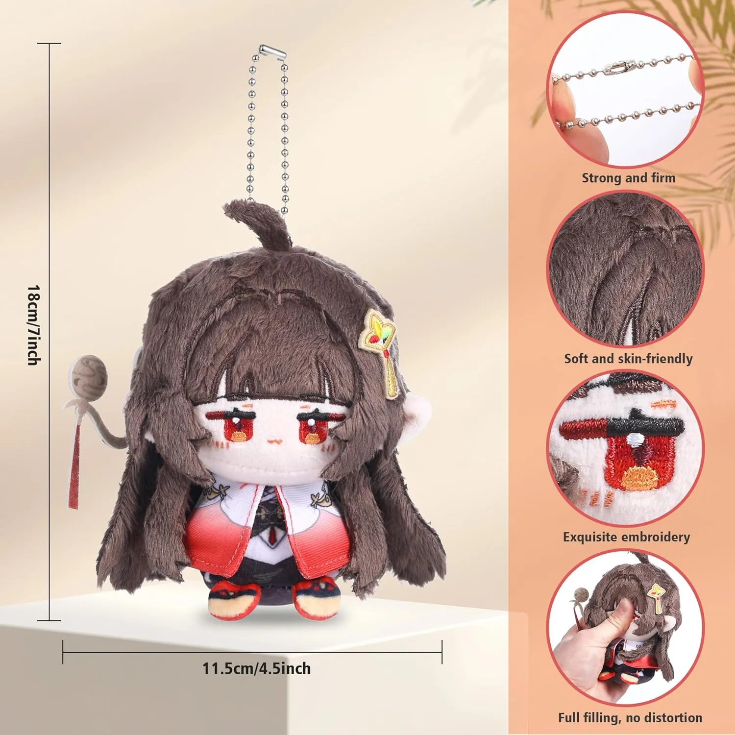 UTIEHD Honkai Star Rail Plush Keychains, Cute 4 Inch Collectible Dolls, Compact Size for Bags and Keys for Fans (Lingsha)