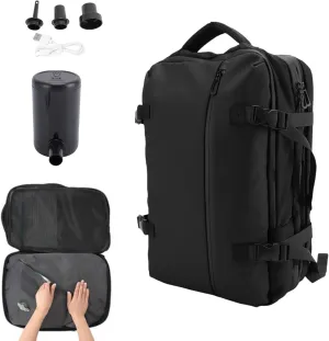 Vacpack Backpack with Pump and USB Charging Port, Expandable Vacuum Backpack, Large Capacity Airbag Back Pack, Vacuum Compression Seal Travel Shoulder Bag for Business, Laptop