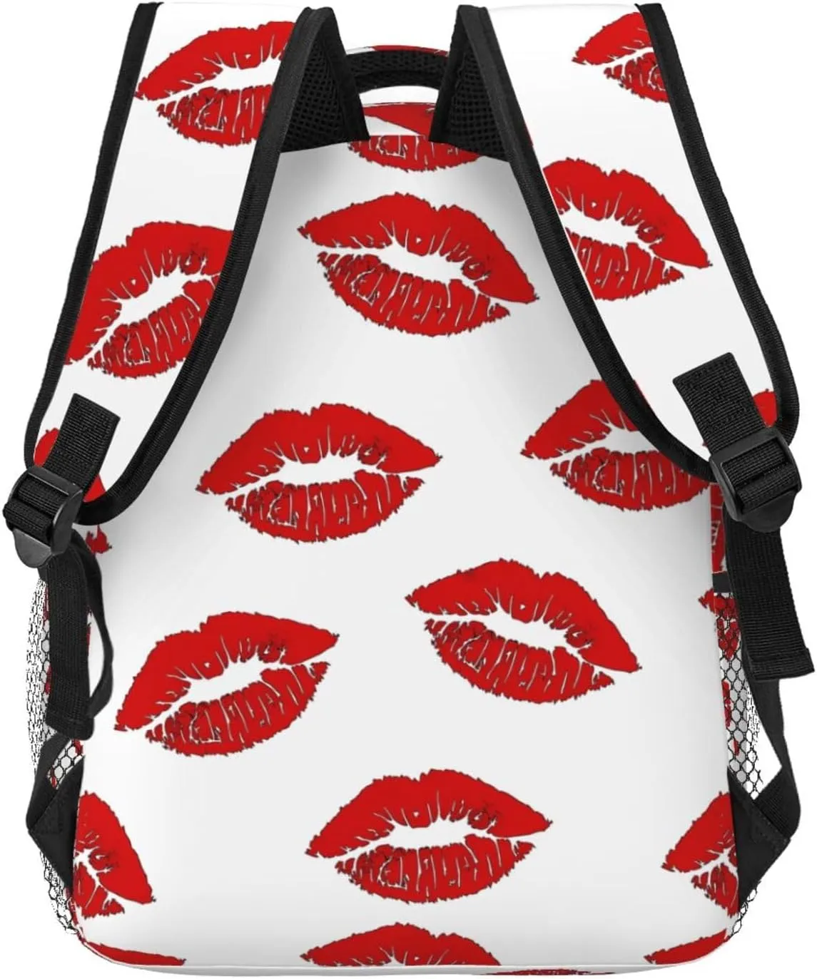Valentine Kiss Hot Red Nice Lips Casual Backpack Travel Pack Bag Laptop Backpacks With Side Pockets Front Zipper Pockets Bookpack Daypack Picnic Rucksack Computer Bag