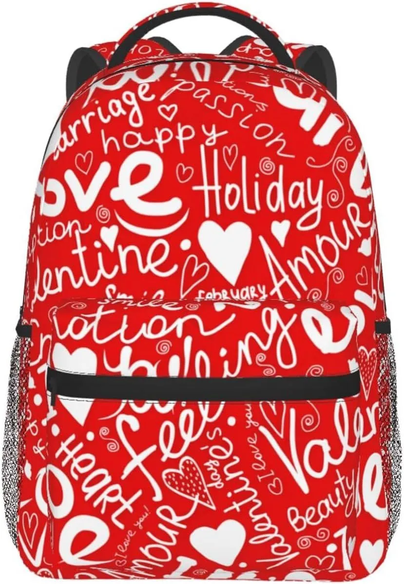 Valentine'S Day Love Heart Holiday Backpacks 15 Inch Laptop Backpack Multipurpose Double Shoulder Bag For Men Women Gifts